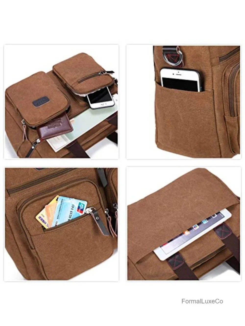 Canvas Satchel Handbag Women Work Tote Crossbody Purse Shoulder Bag Zipper Top